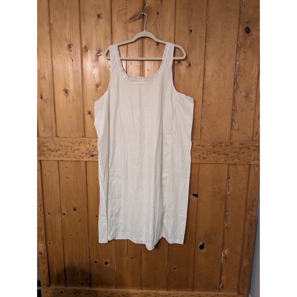 Vintage Roamans Womens White Cotton Nightgown Slip Lace Trim Plus Size 52